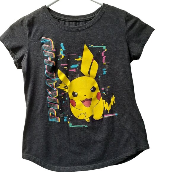 Pokemon Girls Crew Neck Short Sleeve T-Shirt Charcoal Heather  Large 10-12 New - Picture 1 of 6